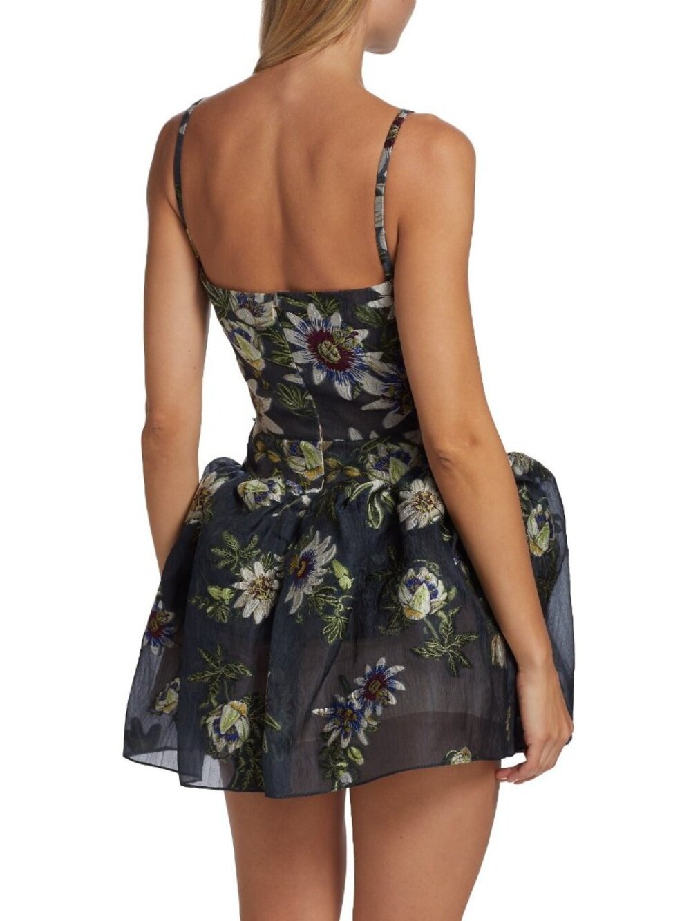 $6550 Oscar De La Renta Women's Floral Embroidered Silk Blend Mini Dress Size 2 - Picture 2 of 7